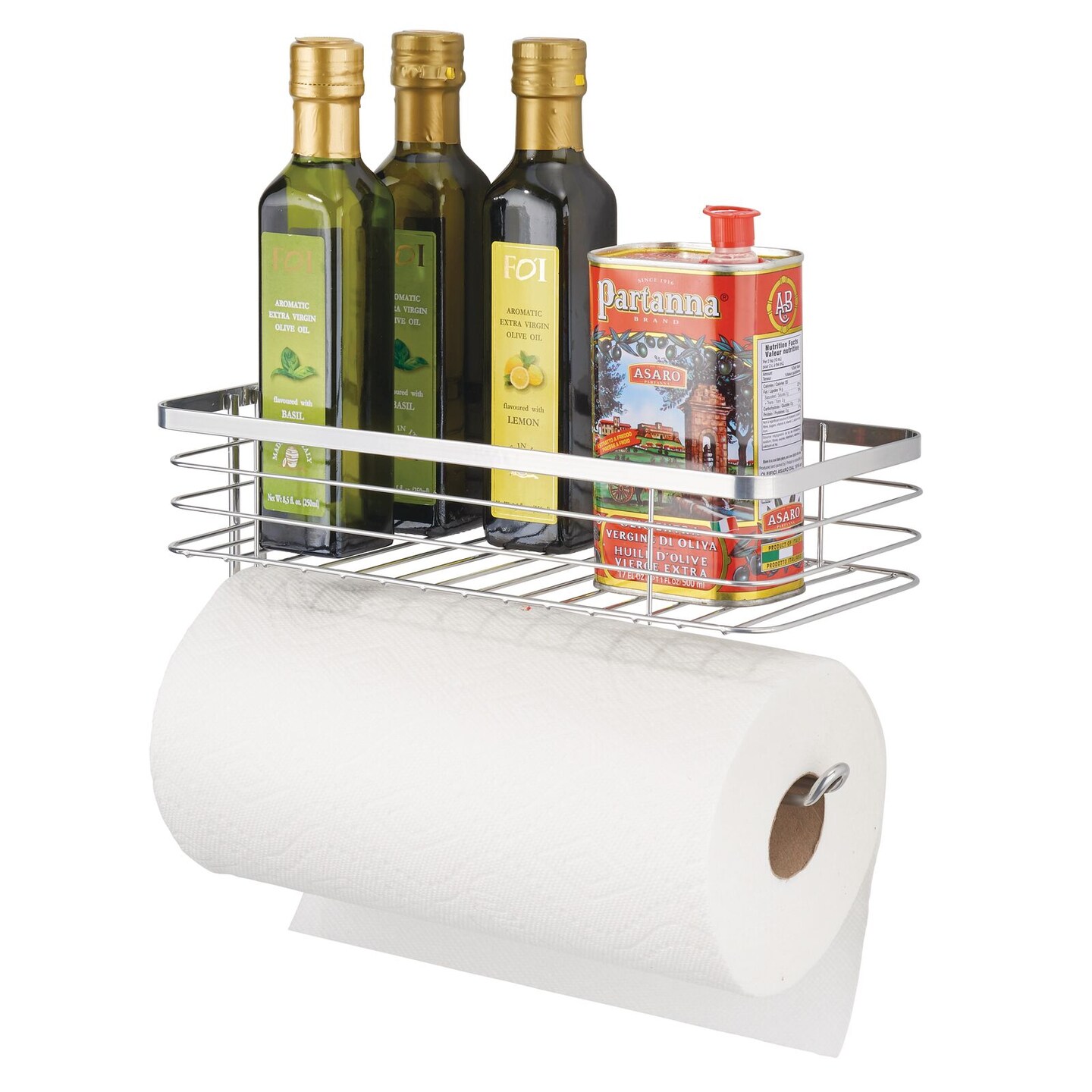 mDesign Plastic Wall Mount / Under Cabinet Paper Towel Holder - White