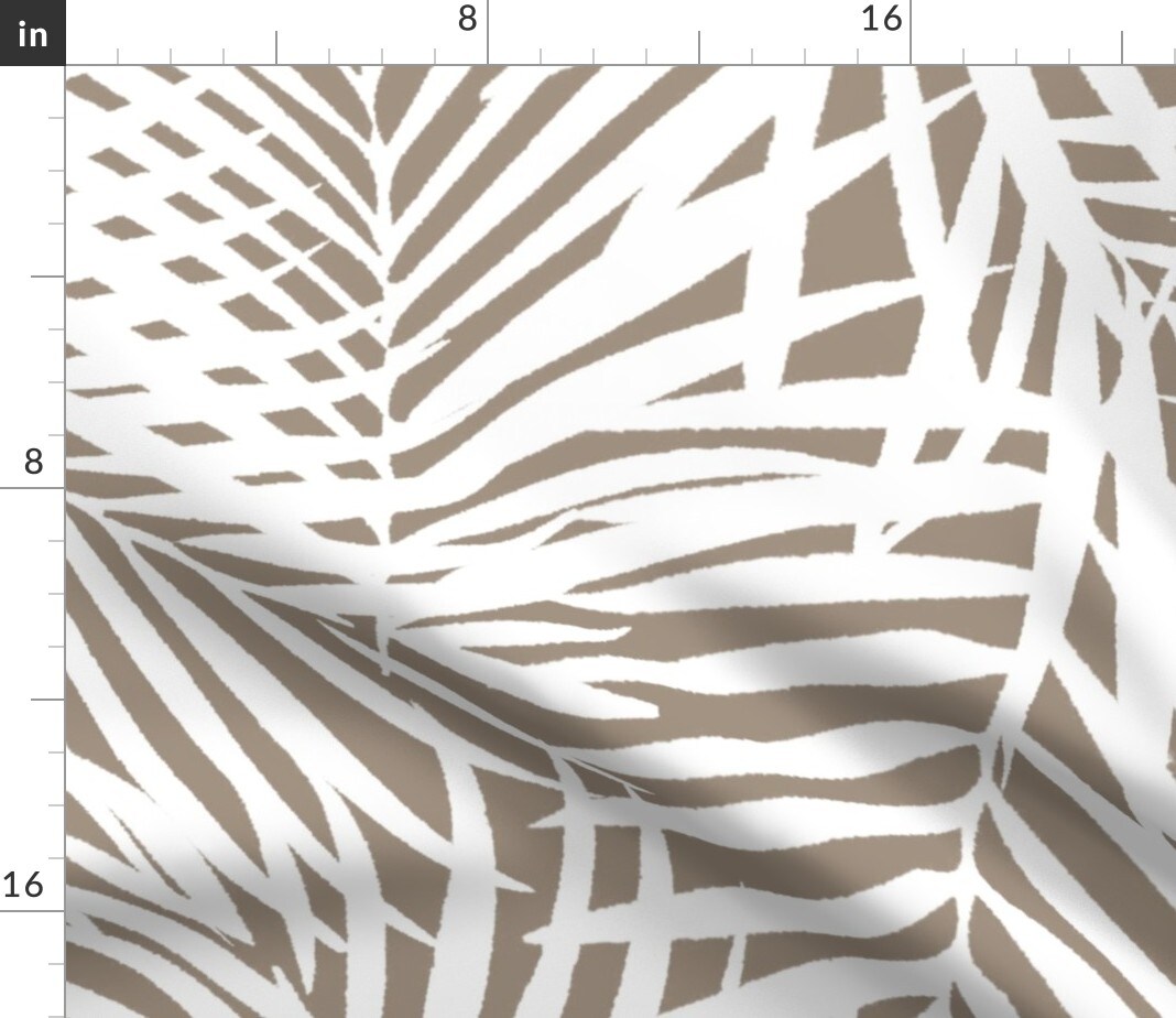 Tropical Palm Coastal Watercolor Summer Resort Beach Brown White Tree Custom Printed Fabric by Spoonflower Various Fabrics by the Yard or Fat Quarter