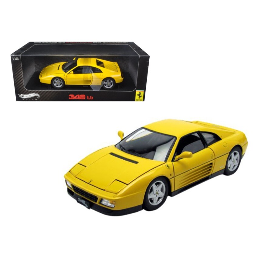 1989 Ferrari 348 TB Yellow Elite Edition 1/18 Diecast Car Model by Hotwheels