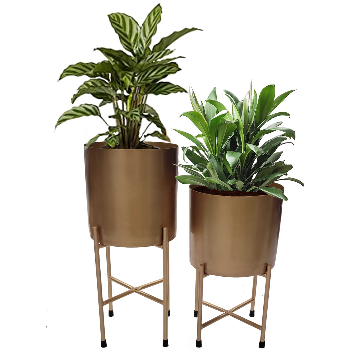 Tall Metal Floor Planter Stand Modern Decorative Holder For Indoor Plants Gold Black