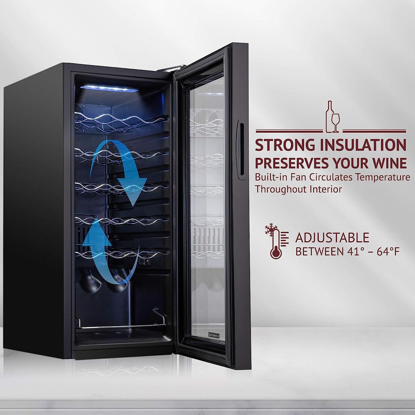 Schmecke 18-Bottle Wine Fridge, Freestanding Wine Refrigerator, Small Wine Cooler