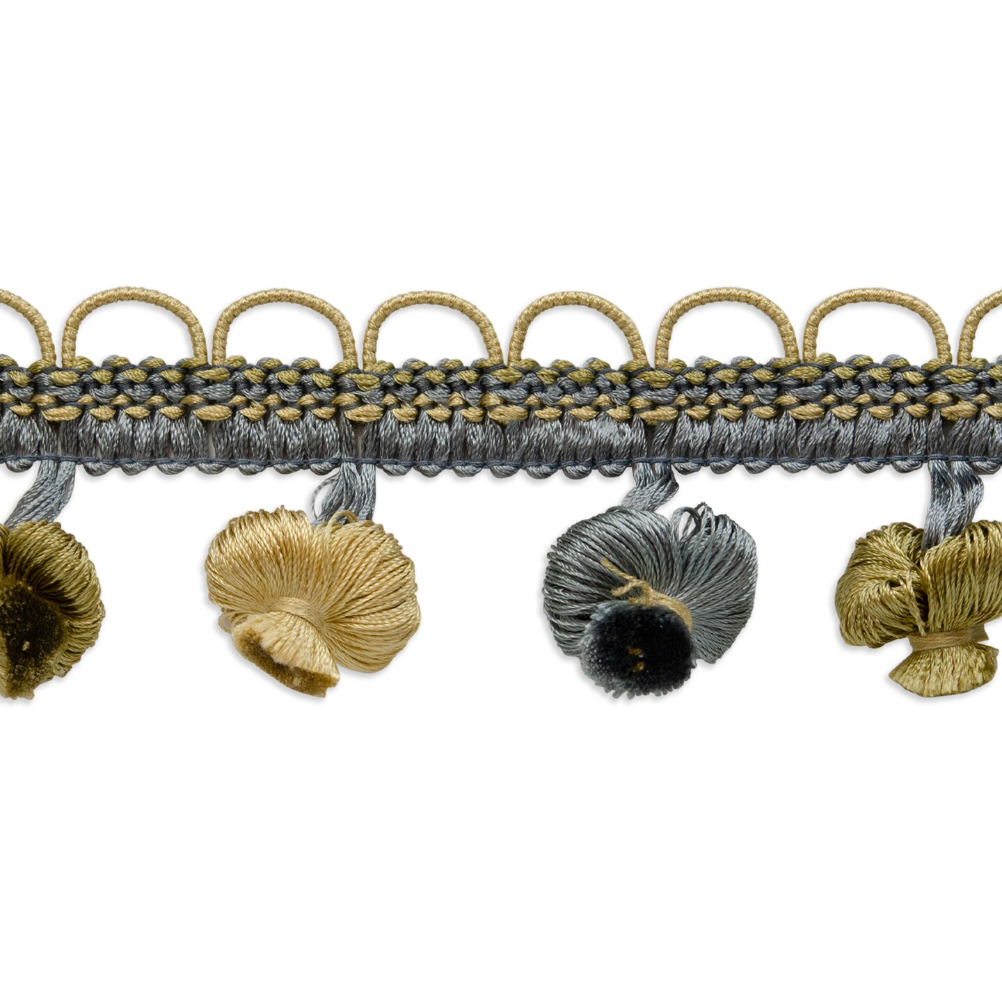3 Loden Green & Light Brown Onion Tassel Fringe Trim TF-20/17-7...