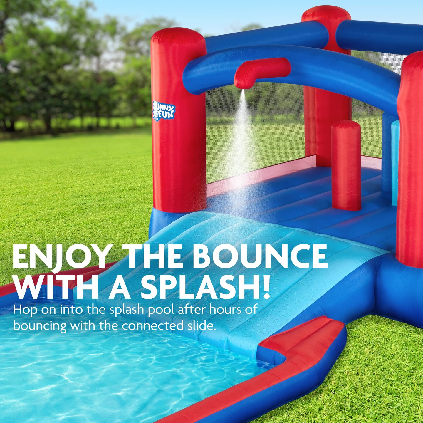 Sunny &#x26; Fun Inflatable Kids Backyard Water Slide Park &#x26; Bounce House