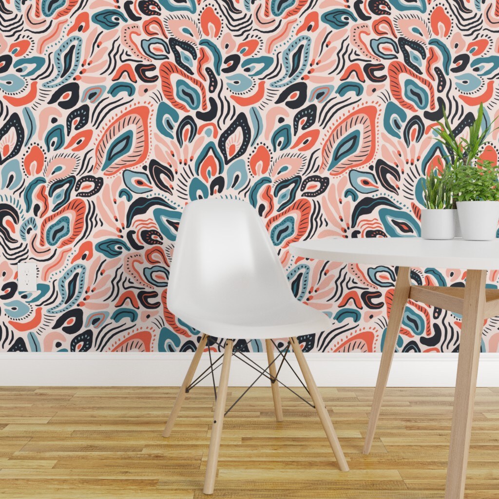 Peel &#x26; Stick Wallpaper 2FT Wide Animal Print Abstract Insect Butterflies Wing Custom Removable Wallpaper by Spoonflower