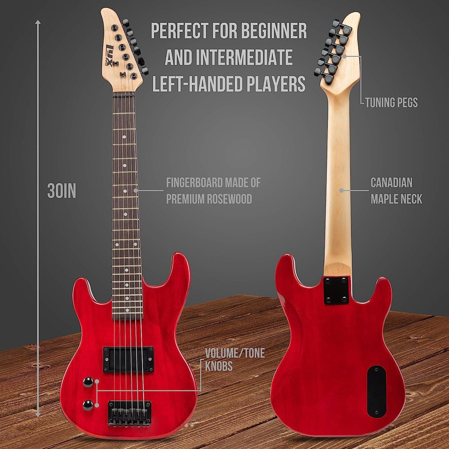 LyxPro 30&#x22; Stratocaster Electric Guitar Beginner Kit - Blue