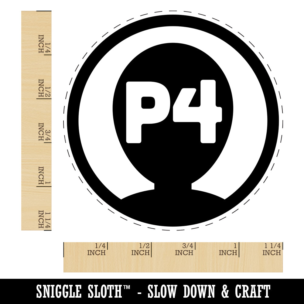 Player Four Person Indicator Gaming Icon Rubber Stamp for Stamping Crafting Planners