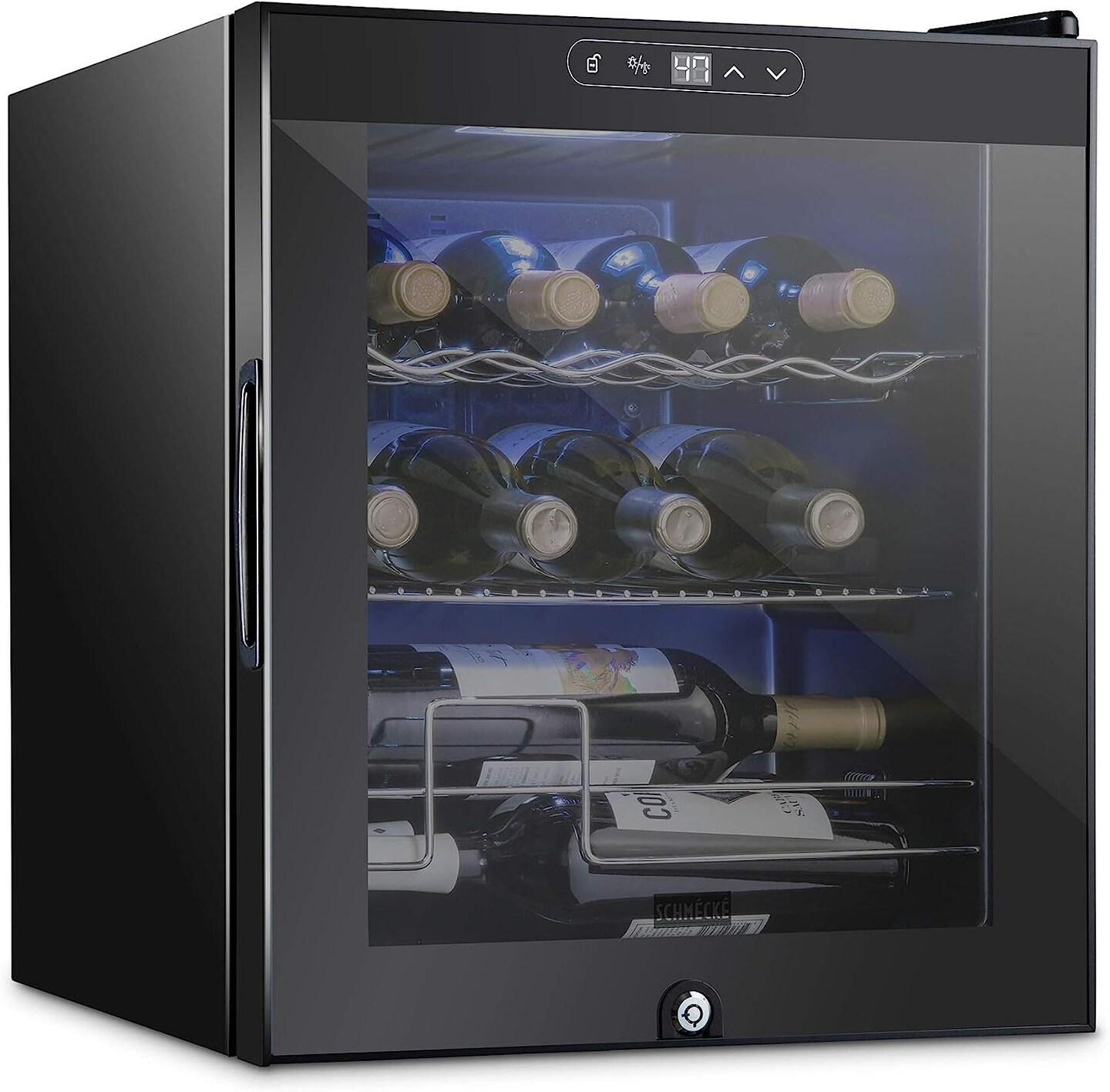 Schmecke 12-Bottle Wine Fridge, Freestanding Wine Refrigerator, Small Wine Cooler