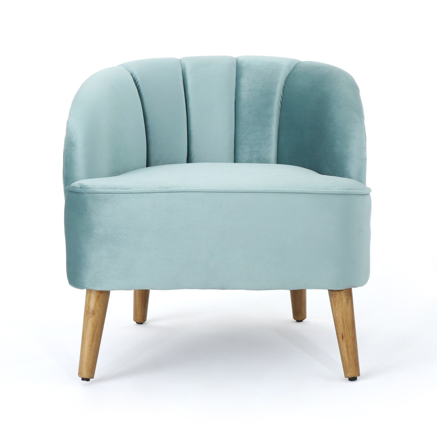 Contemporary Home Living 28&#x22; Seafoam Blue and Brown Contemporary Club Chair with Arm