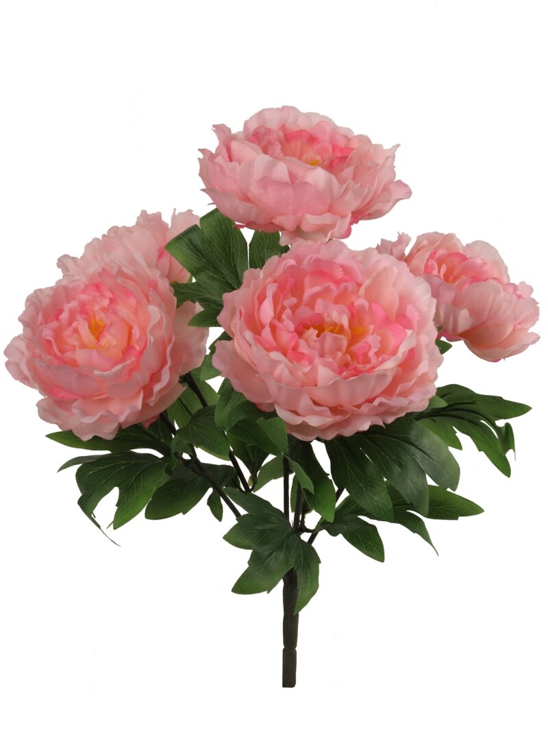 12-Pack: UV Pink Peony Bush with 5 Silk Flowers &#x26; Foliage by Floral Home&#xAE;