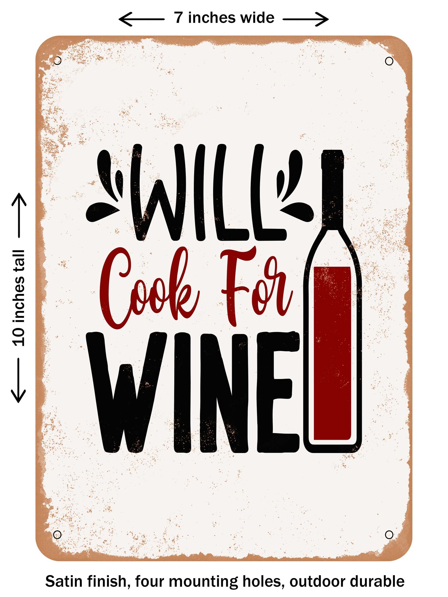 DECORATIVE METAL SIGN - Will Cook For Wine - Vintage Rusty Look | Michaels