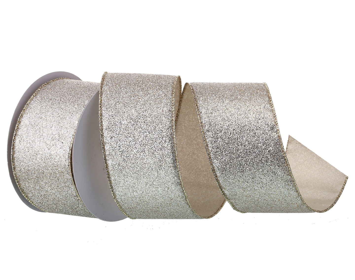2-Layer Silver Glitter Satin Hair Bows – Christmas Bow Clips For Girls (2-Prong Clip)