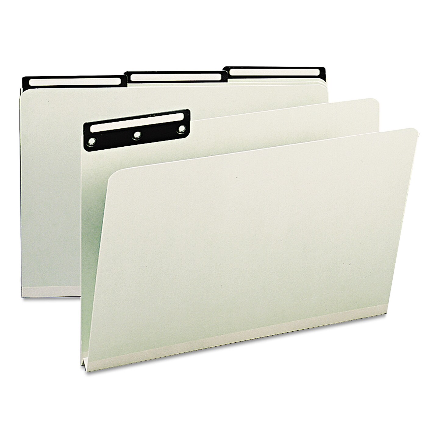 Smead Recycled Heavy Pressboard File Folders with Insertable Metal Tabs 1/3-Cut Tabs Legal Size Gray-Green 25/Box