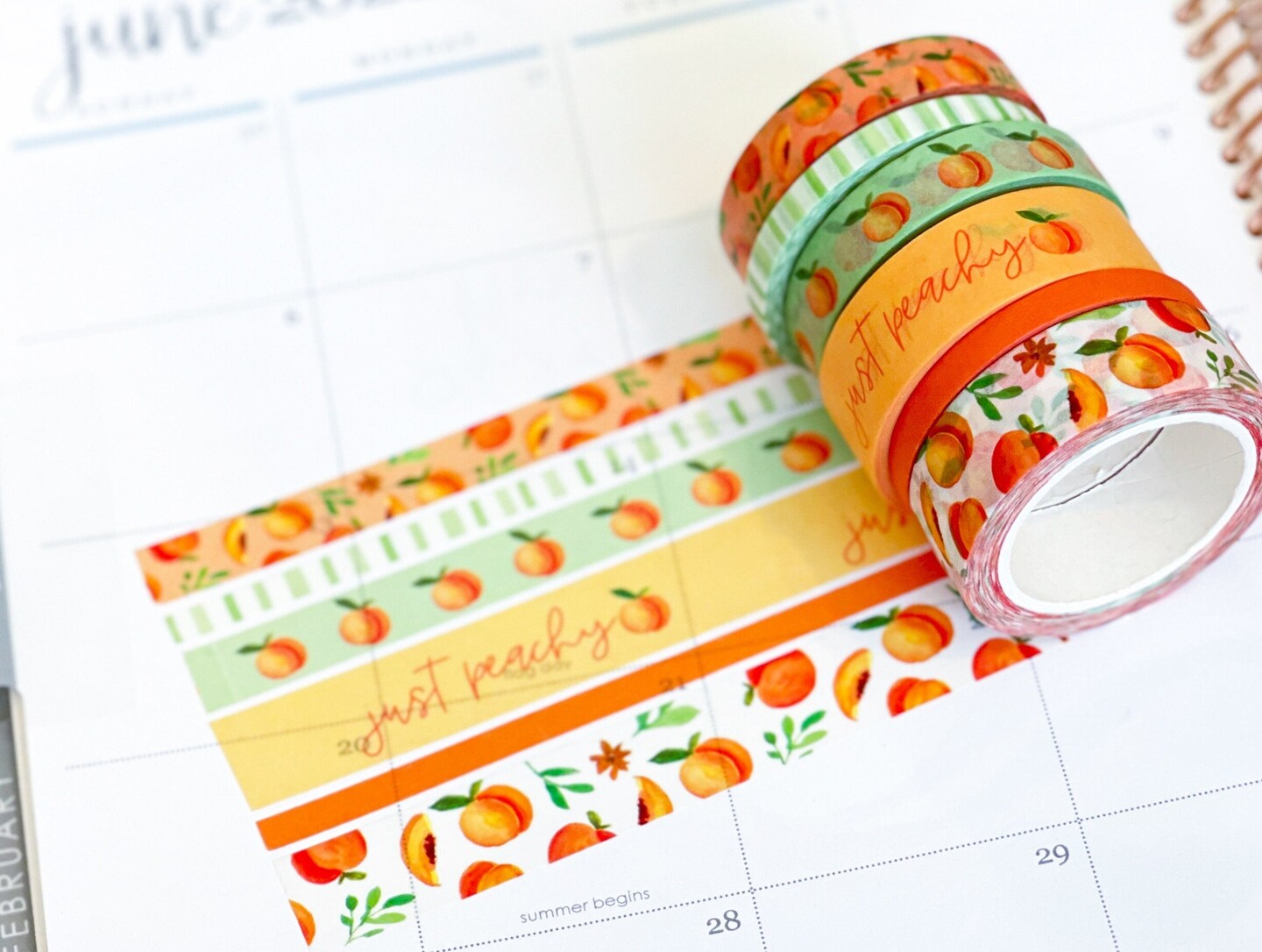 Peaches Spring &#x26; Summer Orange &#x26; Green Washi Tape Set (#W023)