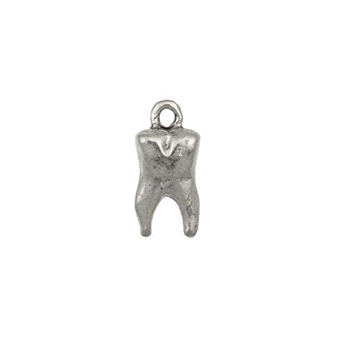 Tooth Charm 16mm Pewter Antique Silver Plated