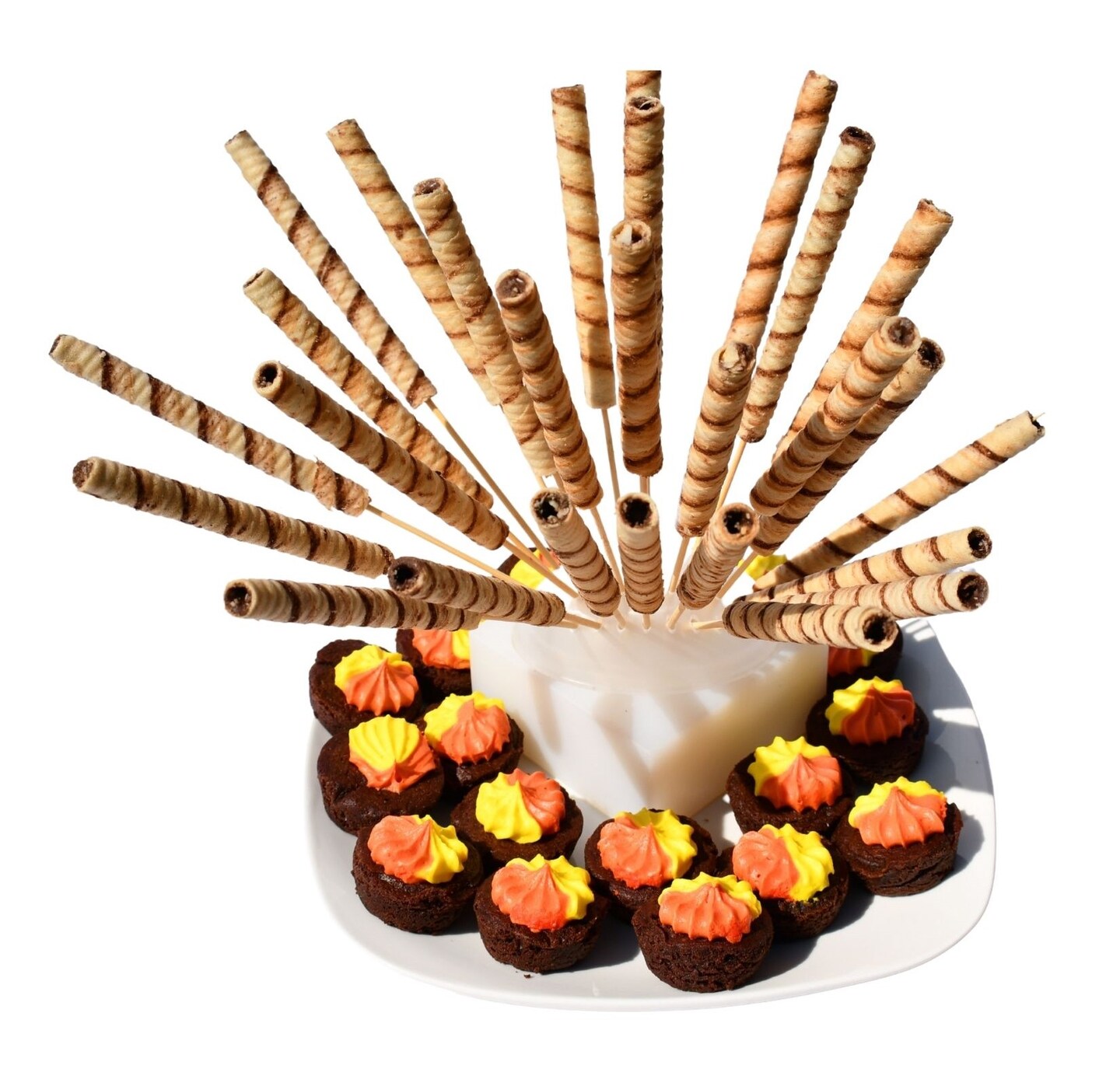 Skewer Food Server, The Stylish Square Set Includes 100 All Natural Bamboo Skewers to display bite-sized fruits, vegetables, meats, cheese, desserts, and other appetizers.