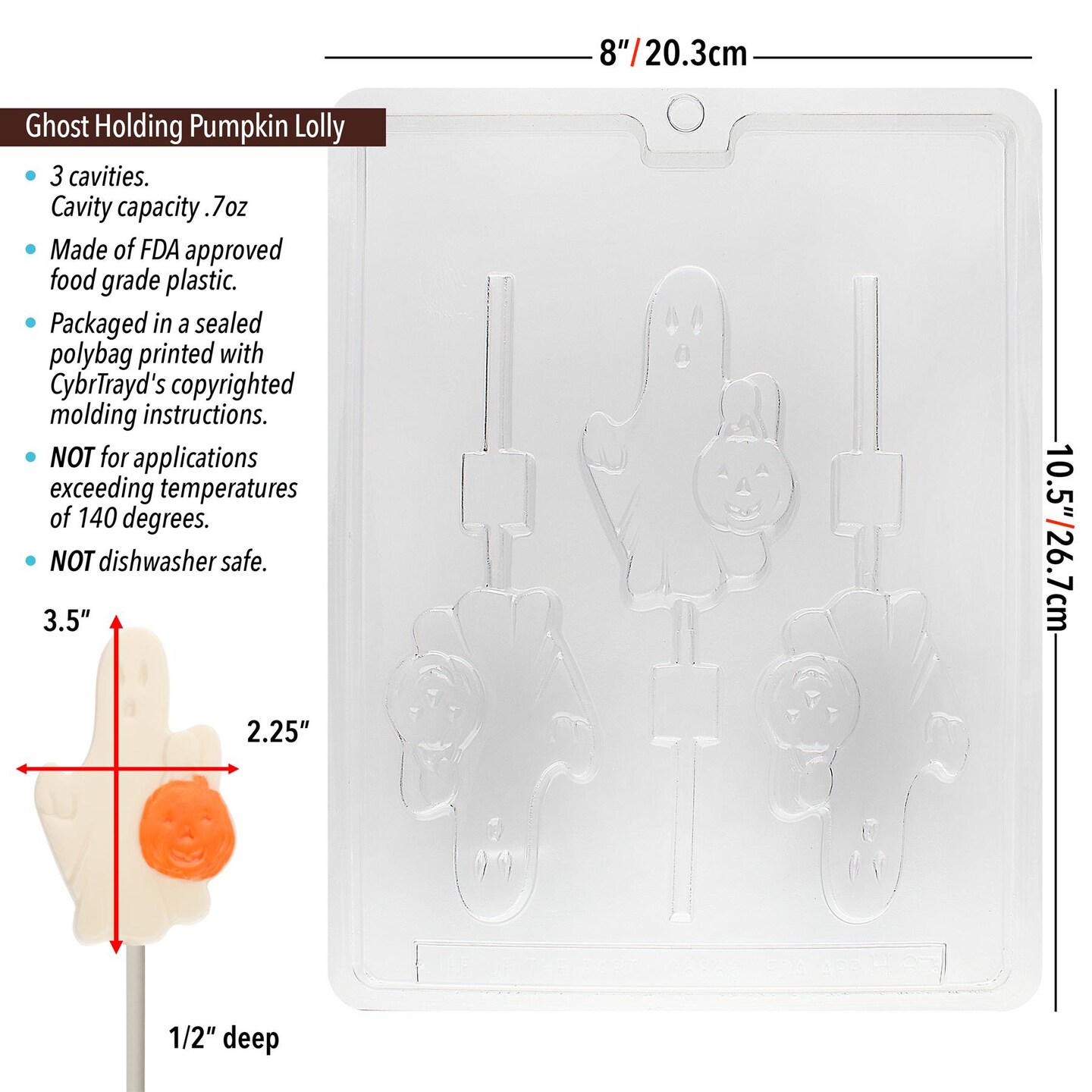 Chocolate Mold Ghost Holding Pumpkin