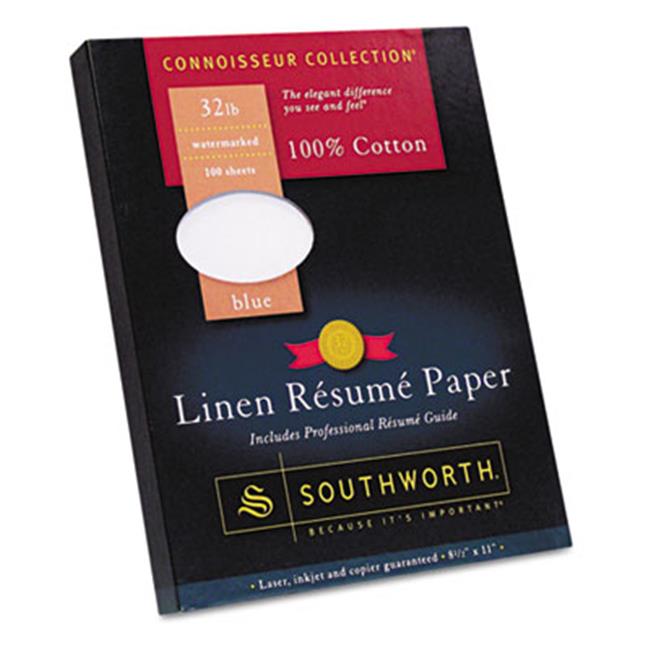 Southworth 100 Percent Cotton Linen Resume Paper Blue 32 lbs. 8.5 x 11 100-Box