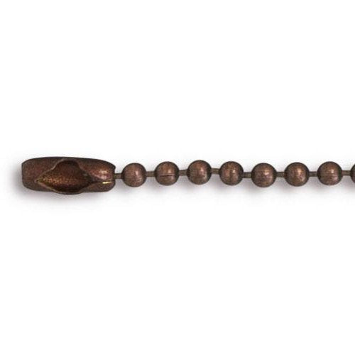 Ball Chain 2.4mm with Connector Stainless Steel Antique Copper Plated (30&#x22; Length)