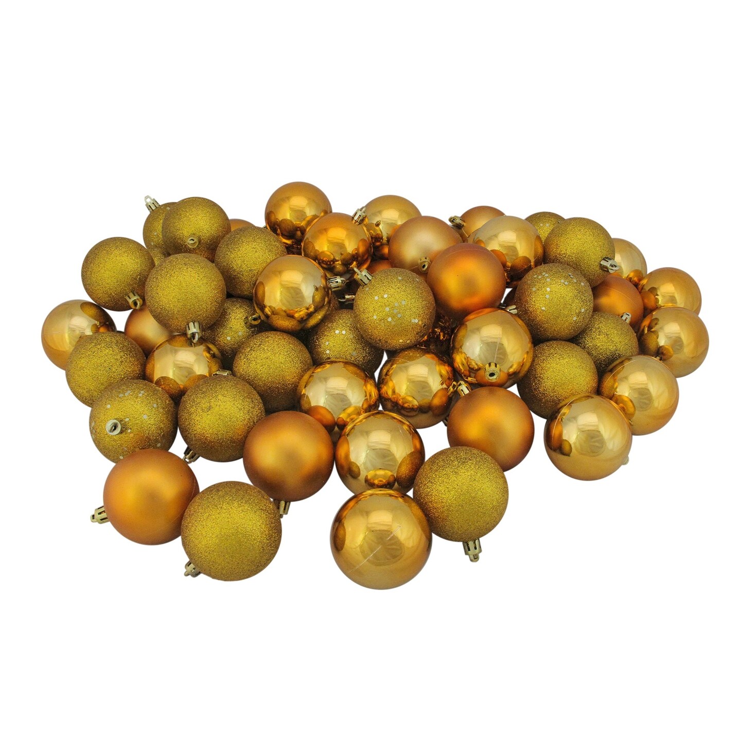 Northlight Shatterproof 4-Finish Christmas Ball Ornaments 2.5&#x22; (60mm) - Antique Gold - 60ct