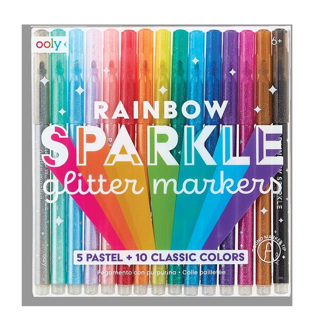 OOLY Rainbow Sparkle Glitter Markers - Set of 15