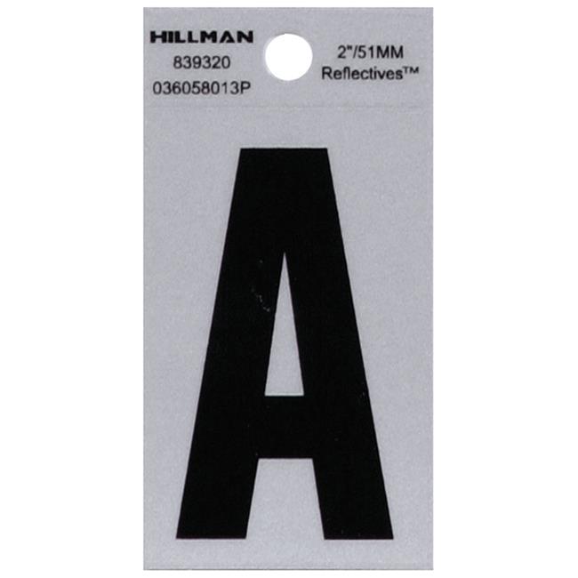 Hillman Group 2 in. Black & Silver Reflective Mylar Square Cut Self Adhesive Letter - A