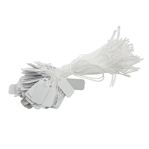 White Plastic String Tags - Jewelry Price Tags (Package of 100)