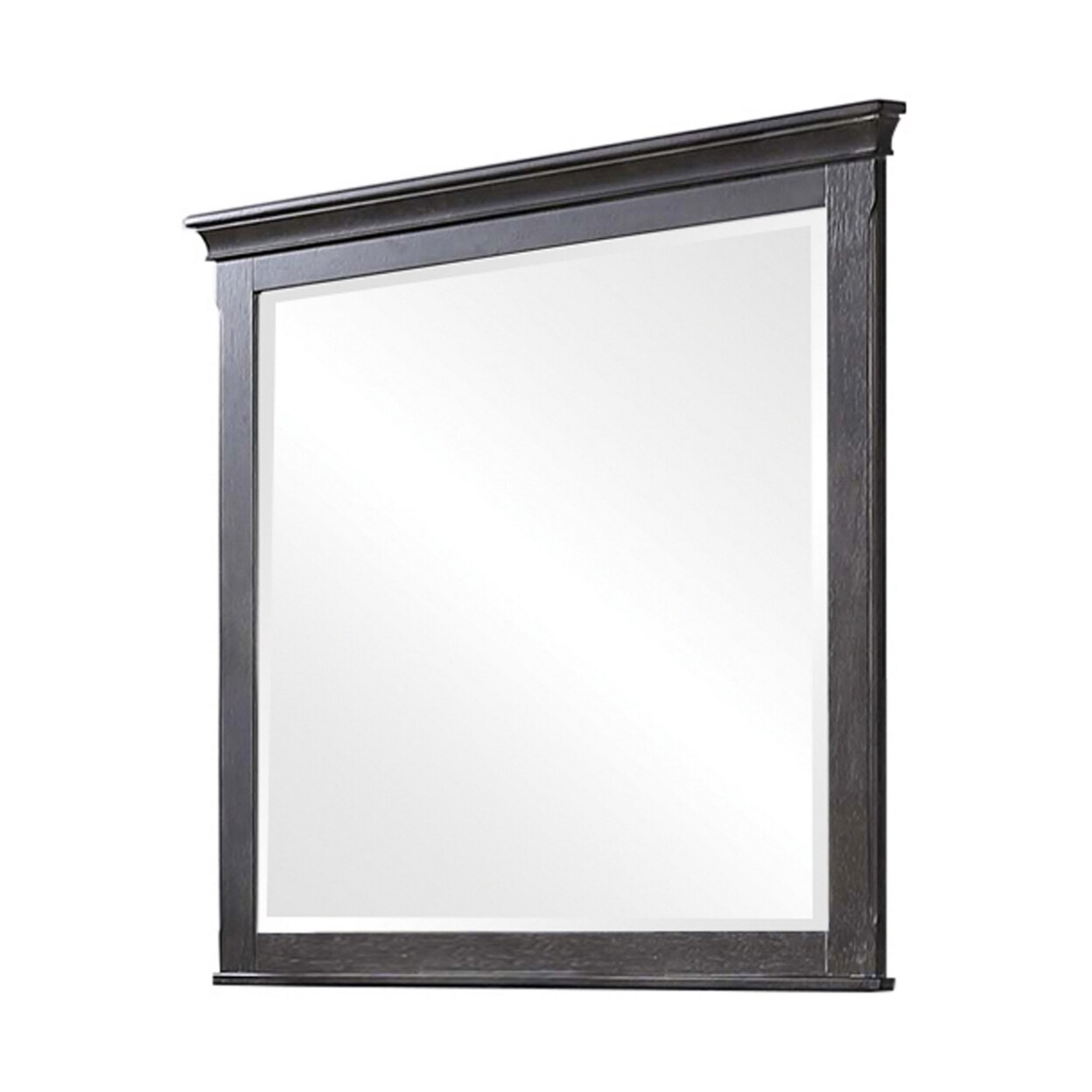 Saltoro Sherpi Eli 44 Inch Mirror, Wood Frame, Crown Molding, Classic Weathered Brown