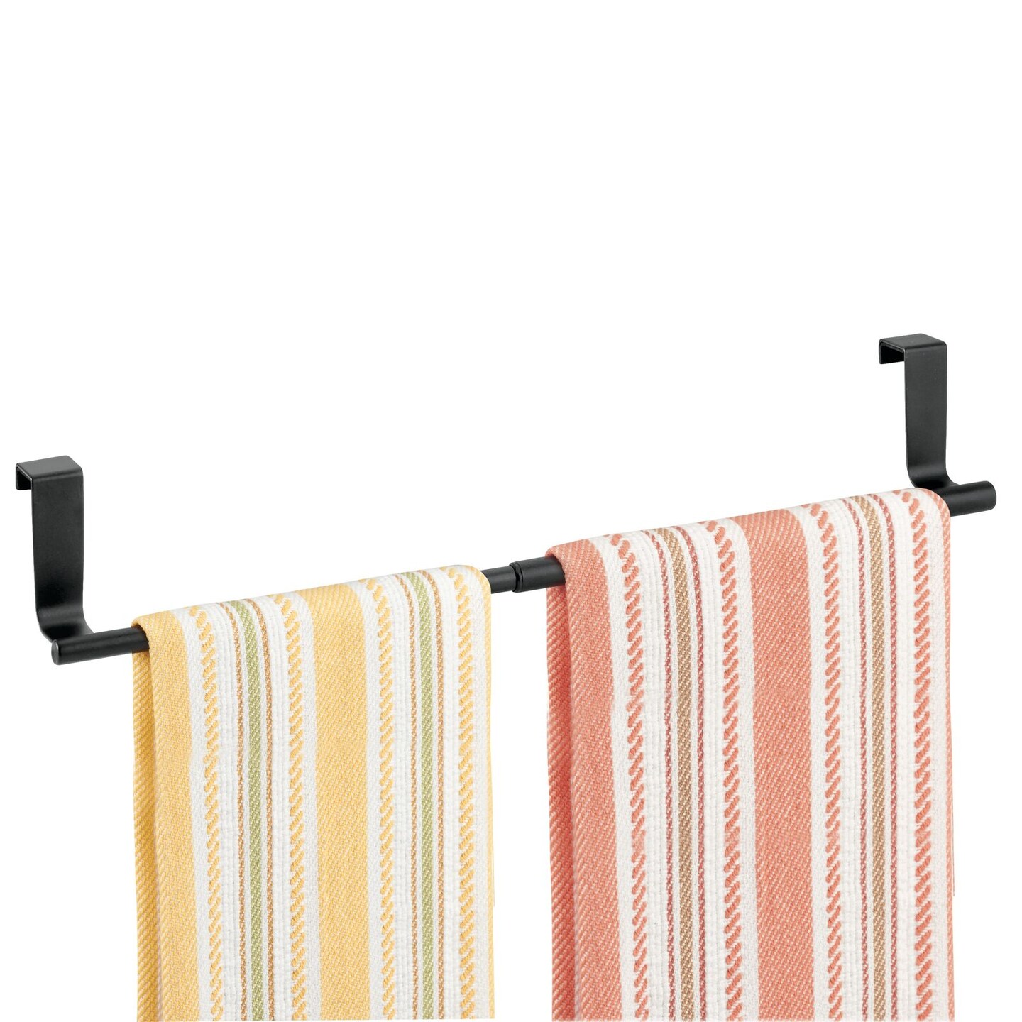 mDesign Adjustable/Expandable Kitchen Over Cabinet Towel Bar Rack
