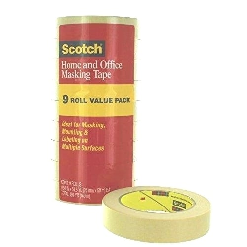 Scotch   Masking Tape 1&#x22; x 55yds 3&#x22; Core Tan 9 Pack