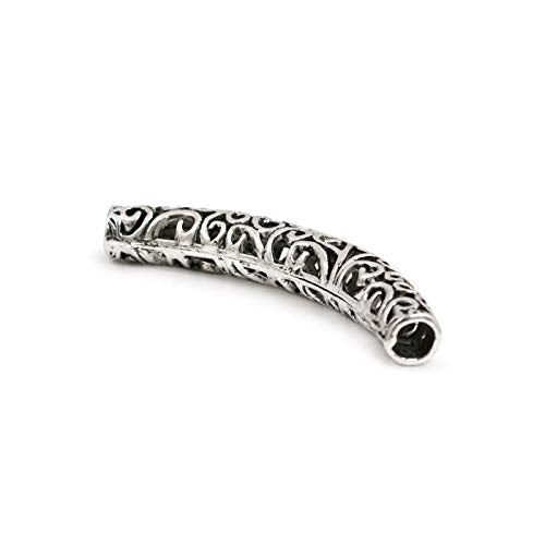 Curved Pewter Tube Bead 66x11mm