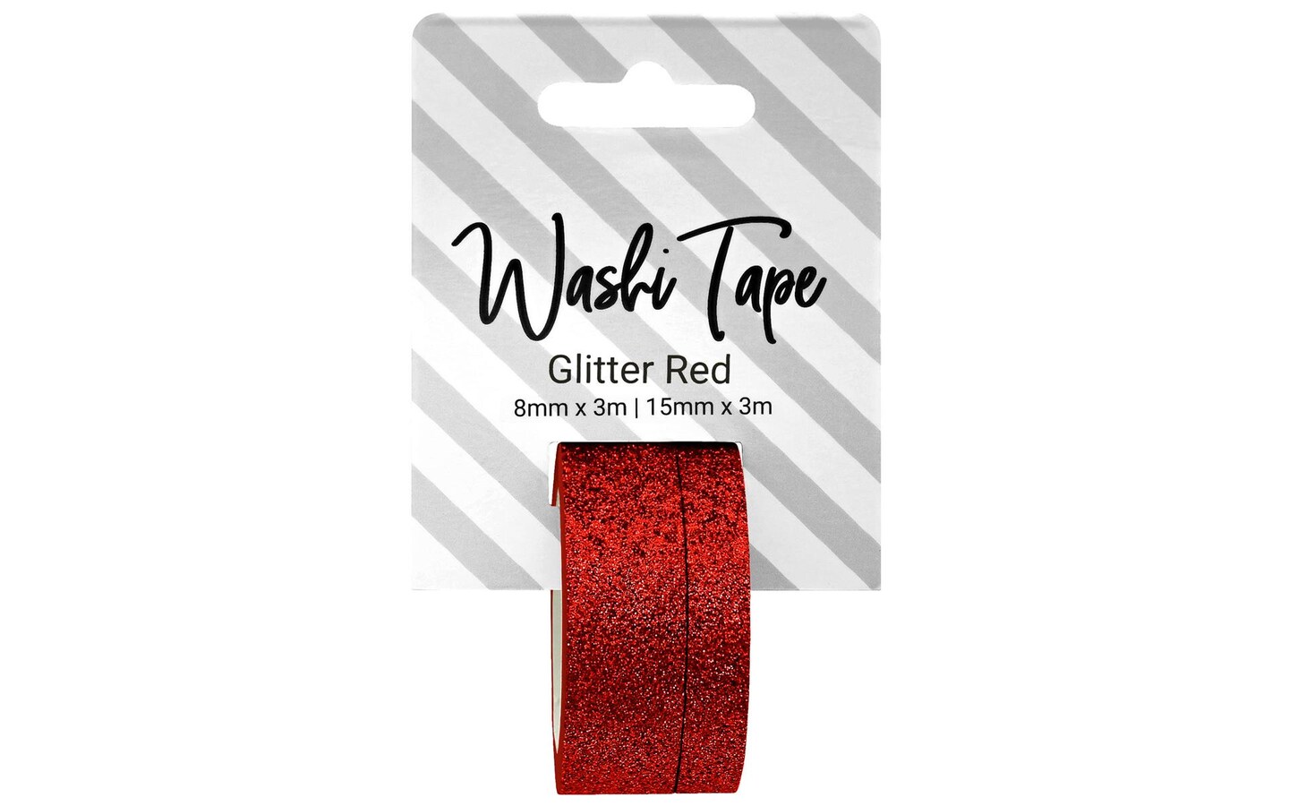 Washi Tape 8 &#x26; 15mm x 3m Glitter Red