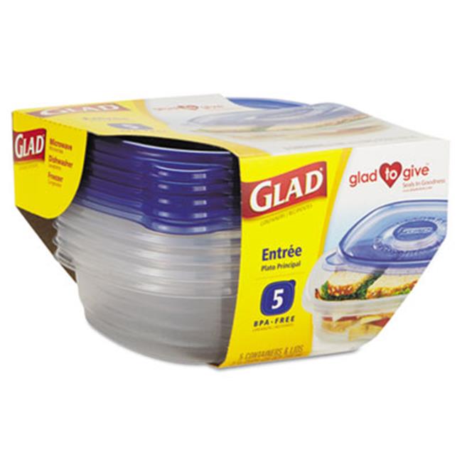 Glad Food Storage Containers, Entree, 25 Ounce, 5 Count, Plastic Containers