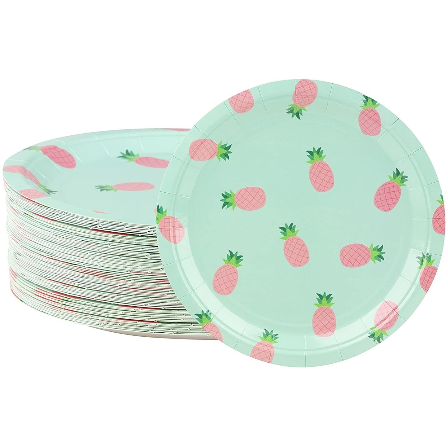 Disposable Plates - 80-Count Paper Plates, Pineapple Party Supplies for Appetizer, Lunch, Dinner, and Dessert, Kids Birthdays, 9 x 9 Inches