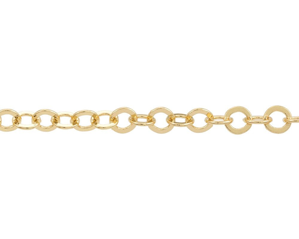 Smooth Flat Cable Chain 6.4mm Gold Plated (Priced per Foot) -