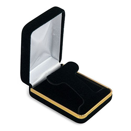 JewelrySupply Hoop Earring Box Black with Brass Trim