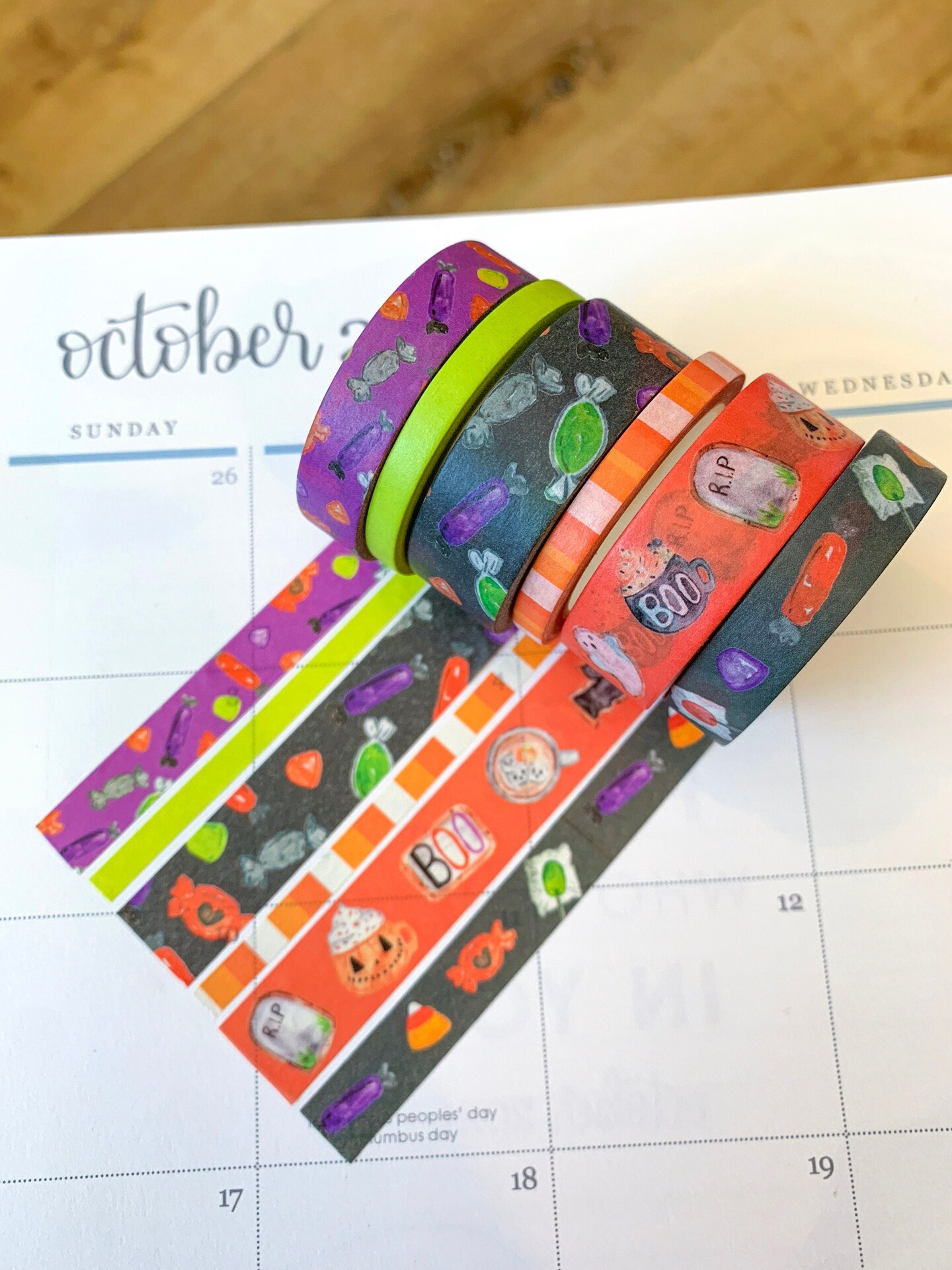 Halloween Candy Orange &#x26; Black Treats Washi Tape Set (#W018)