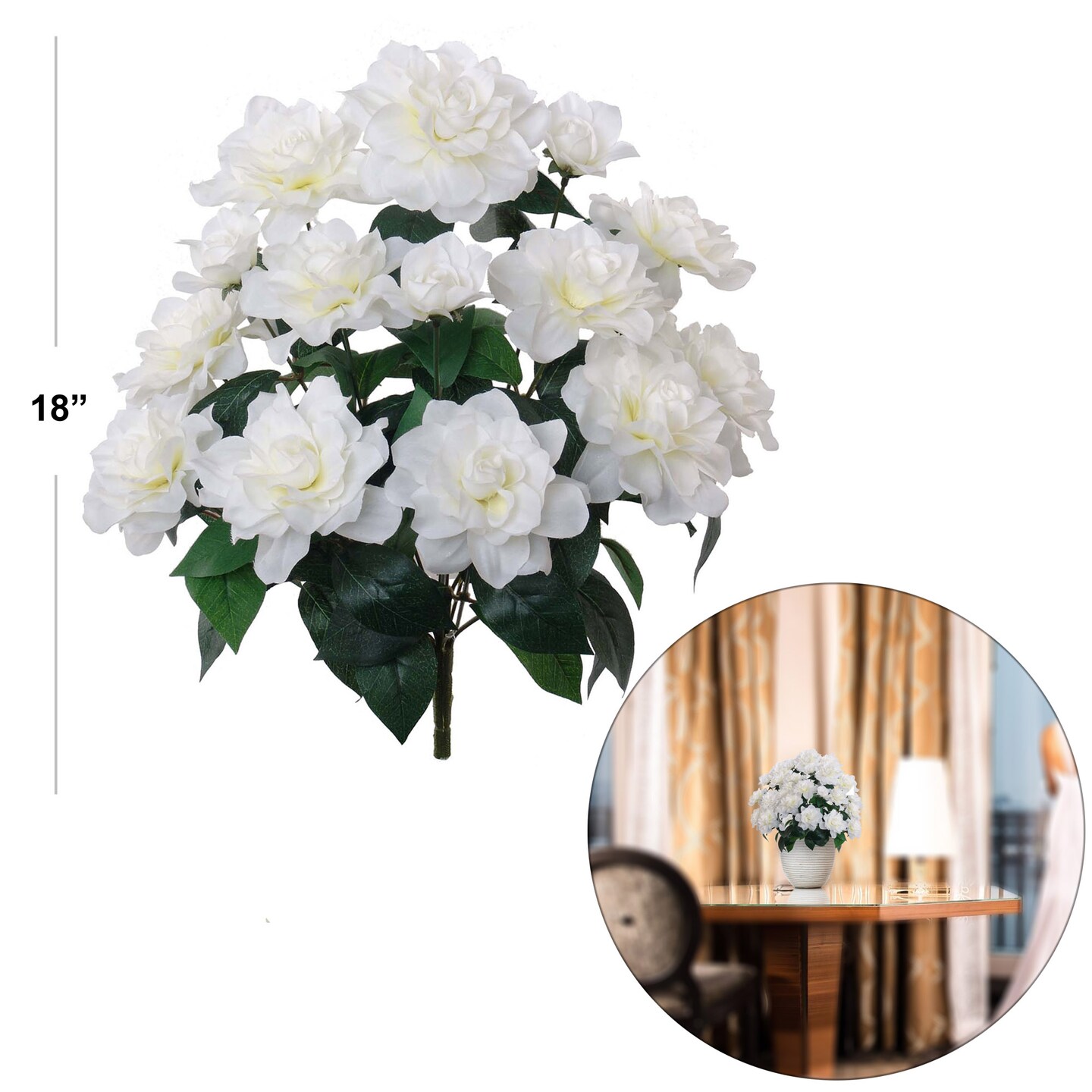 6-Pack: White Gardenia Bush with 14 Silk Flowers & Foliage by Floral Home®
