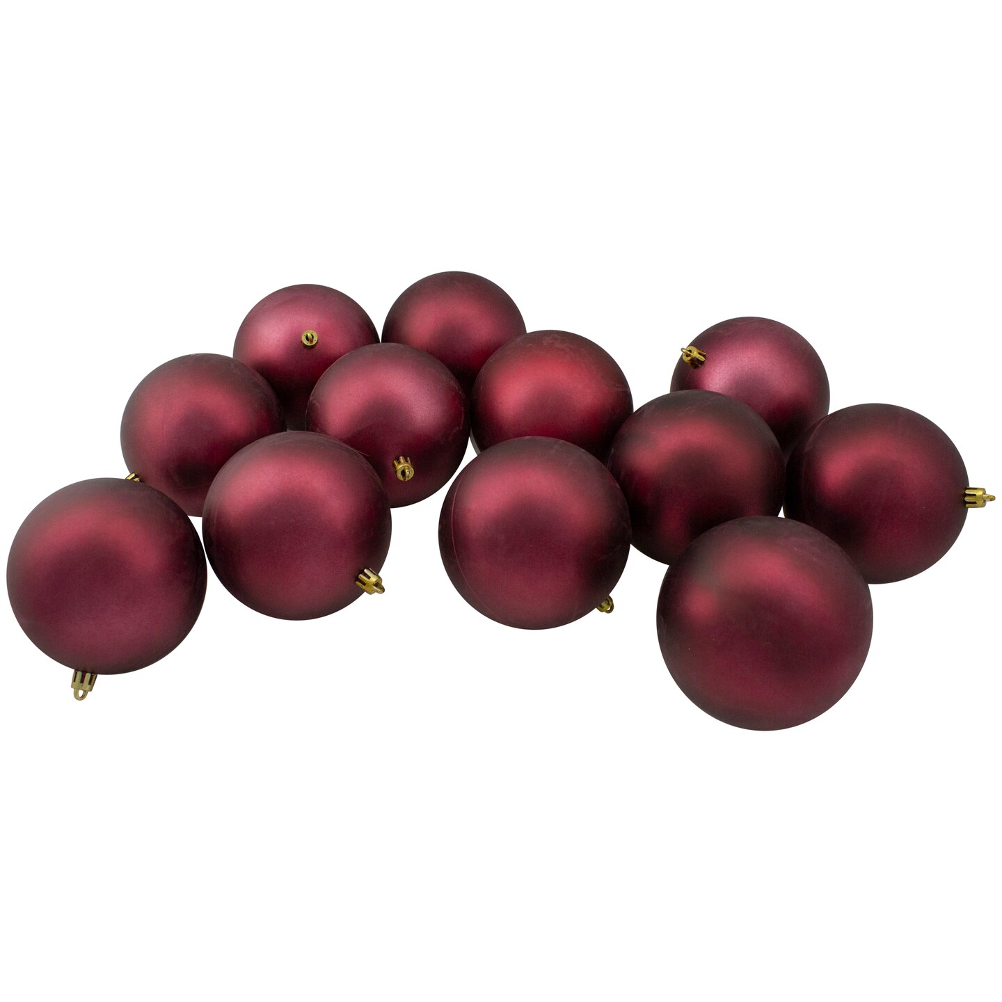 Northlight Shatterproof Matte Christmas Ball Ornaments - 4" (100mm) - Burgundy Red - 12ct