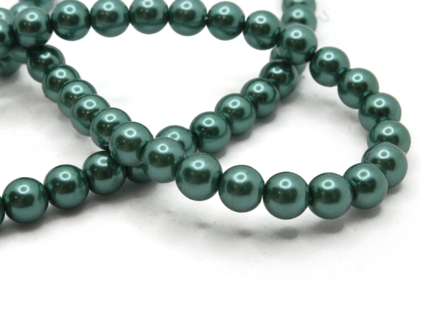 72 6mm Green Round Glass Pearl Beads