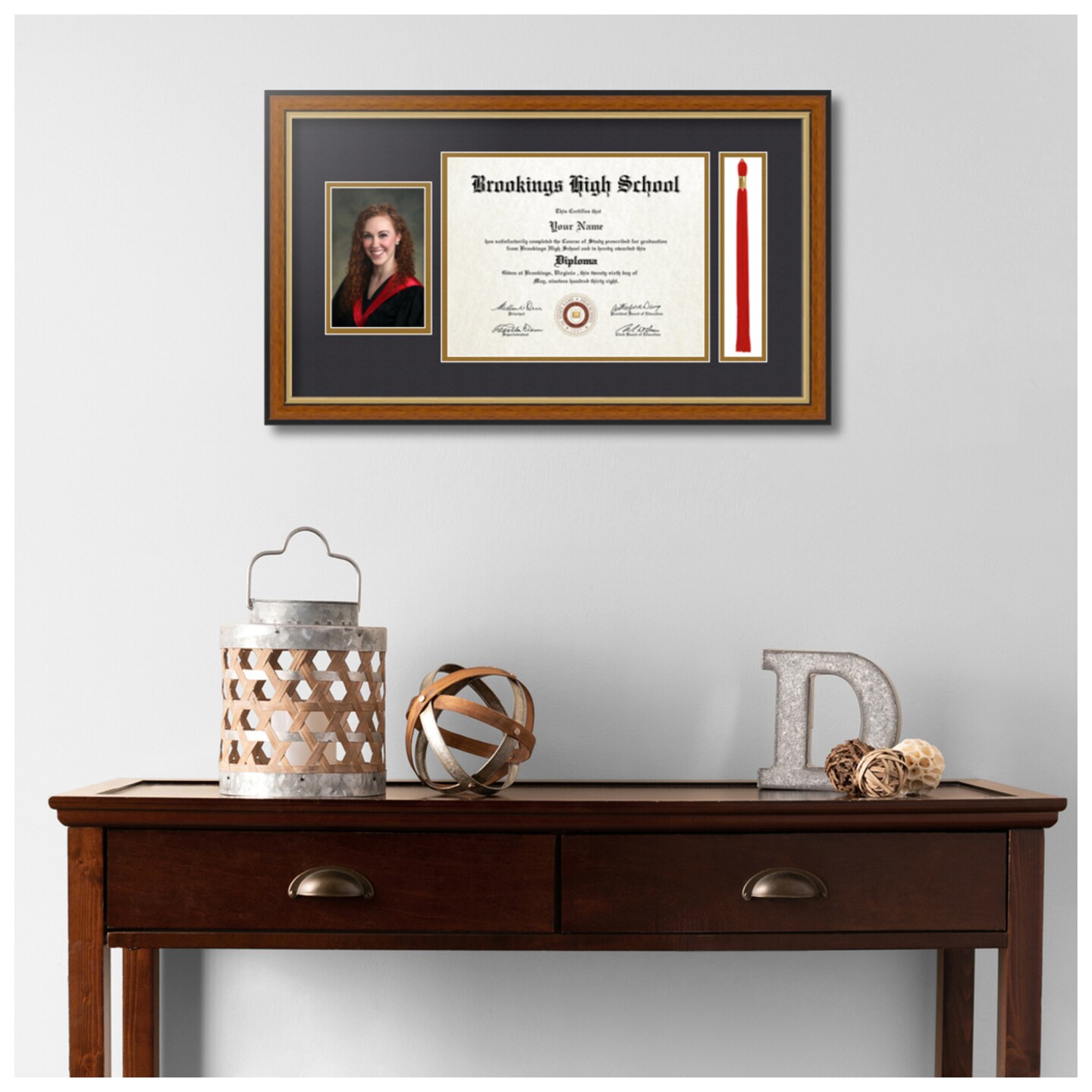 ArtToFrames 8.5x11 inch Diploma Frame with 4x6 Inch Image Opening and Tassel Opening - Framed with Black and Gold Mats, Comes with Regular Acrylic and Sawtooth Hanger for Wall Hanging (DIT-8.5x11)