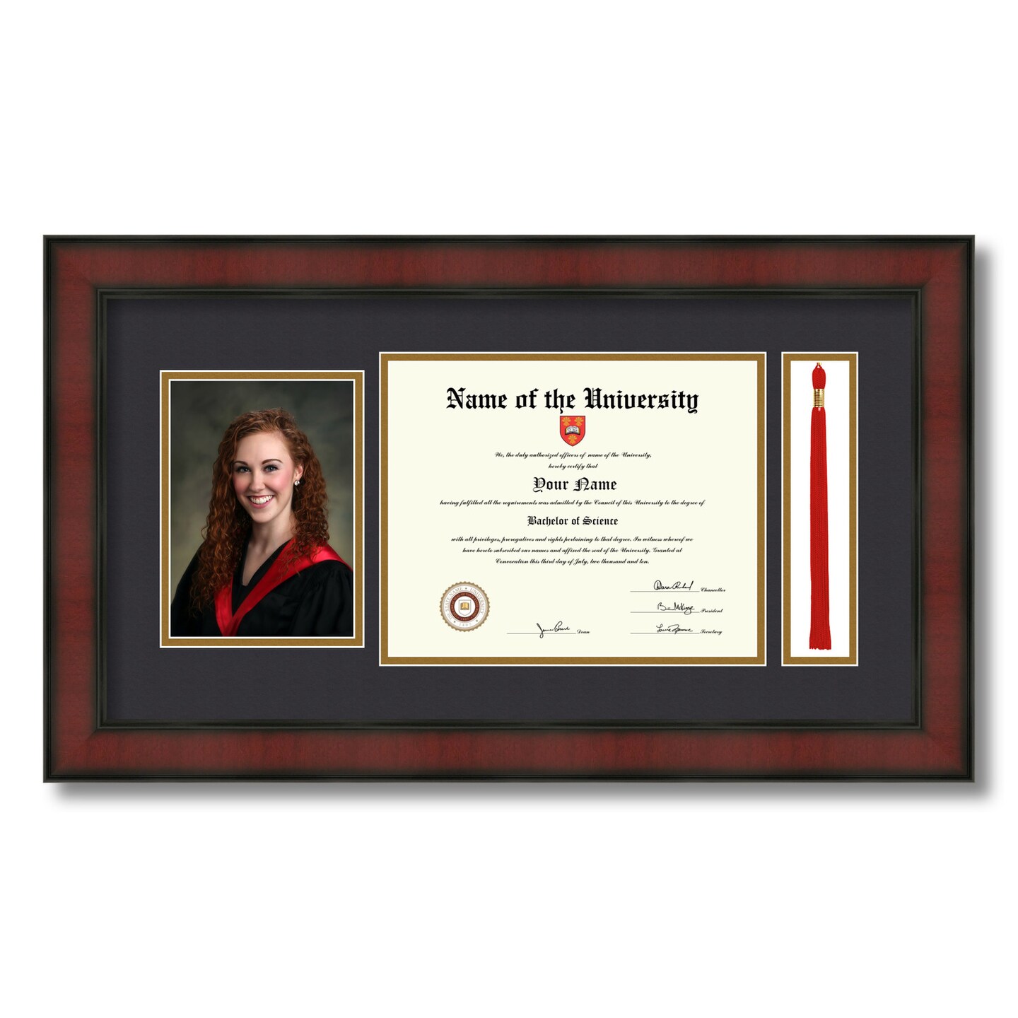 ArtToFrames 8x10 inch Diploma Frame with 5x7 Inch Image Opening and Tassel Opening - Framed with Black and Gold Mats, Comes with Regular Acrylic and Sawtooth Hanger for Wall Hanging (DIT-8x10)