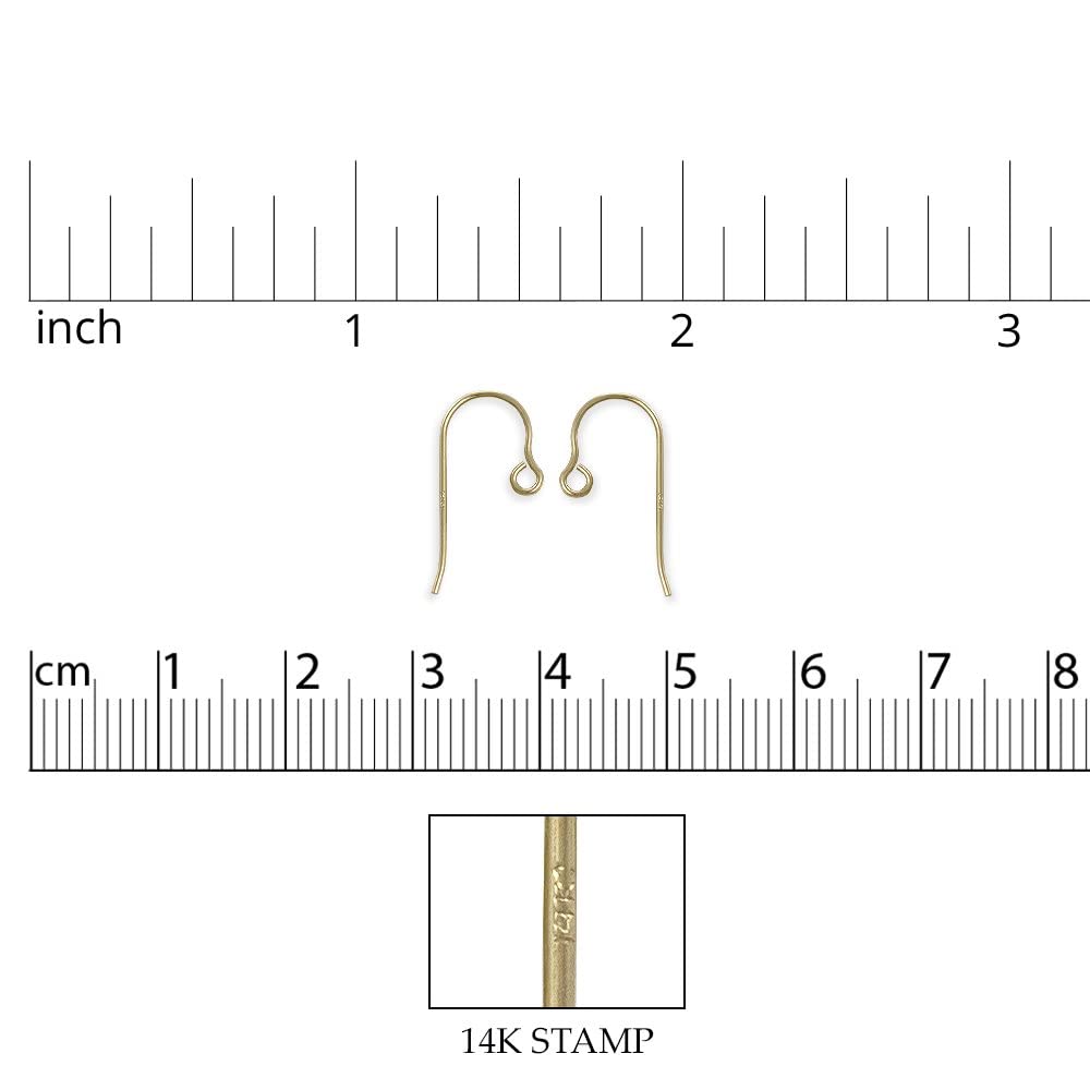 14k Yellow Gold Shepherd Hook Ear Wire 15mm (1-Pair)