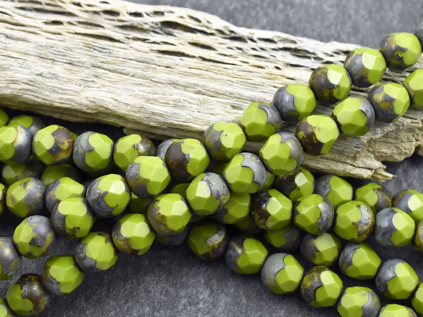 *19* 8mm Chartreuse Picasso Central Cut Beads | Michaels