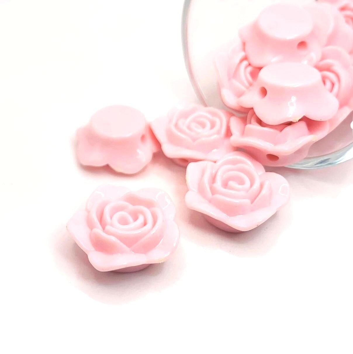 4, 20 or 50 Pieces: Light Pink Chunky Rose Flower Beads