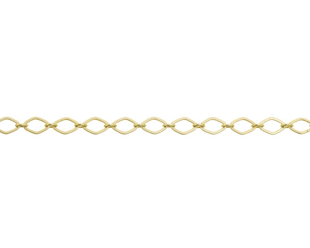 Flat Oval Link Chain 3.75mm Satin Hamilton Gold Plated (Priced per Foot) -