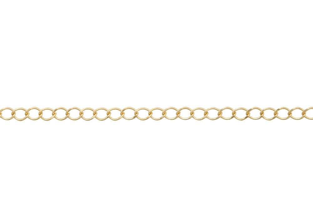 JewelrySupply Long Curb Link Chain 2mm Gold Plated (Foot)