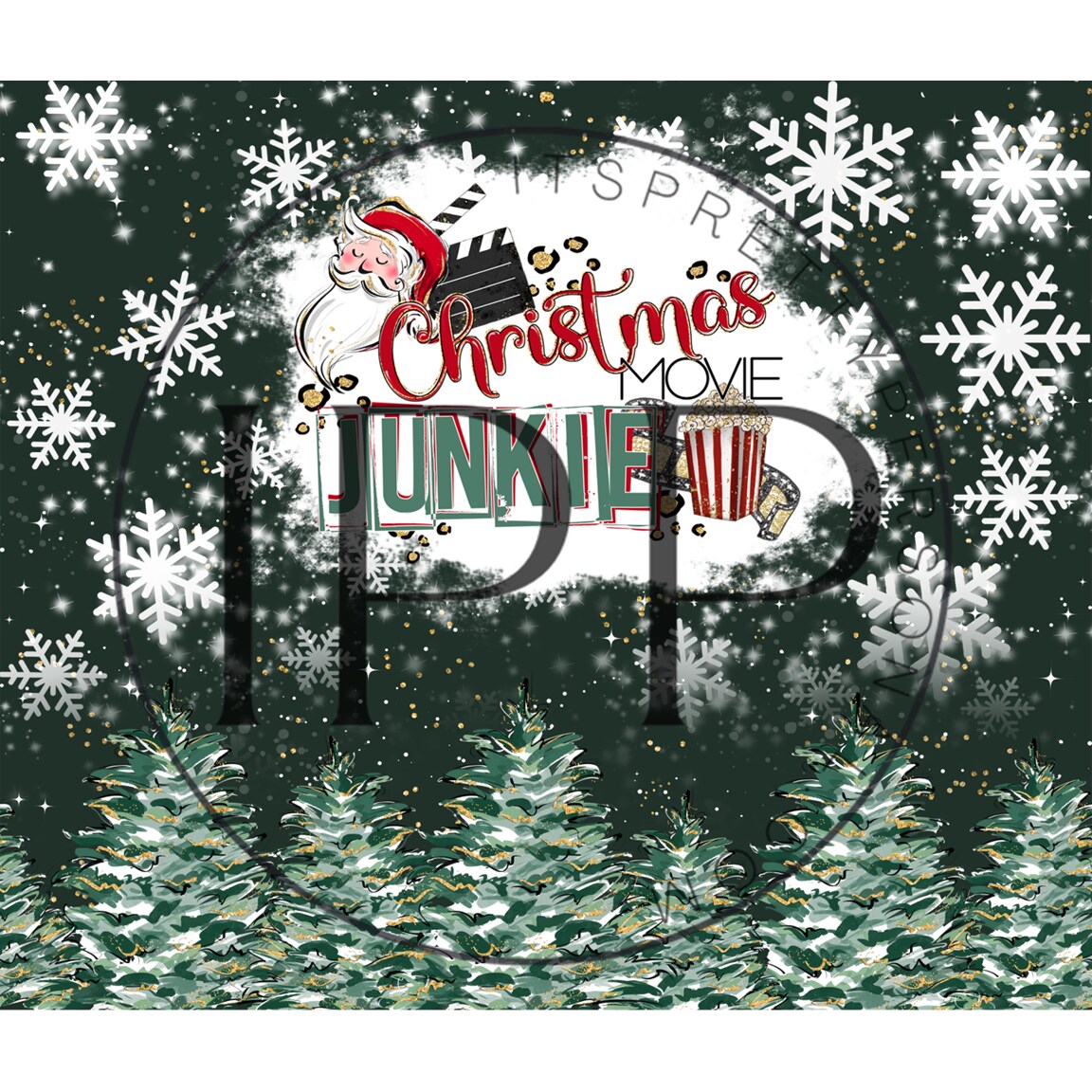#475 CLEAR 20oz- Christmas Movie Junkie- 9.4&#x22; x 8&#x22; Pattern Vinyl Wrap (IPP EXCLUSIVE!)