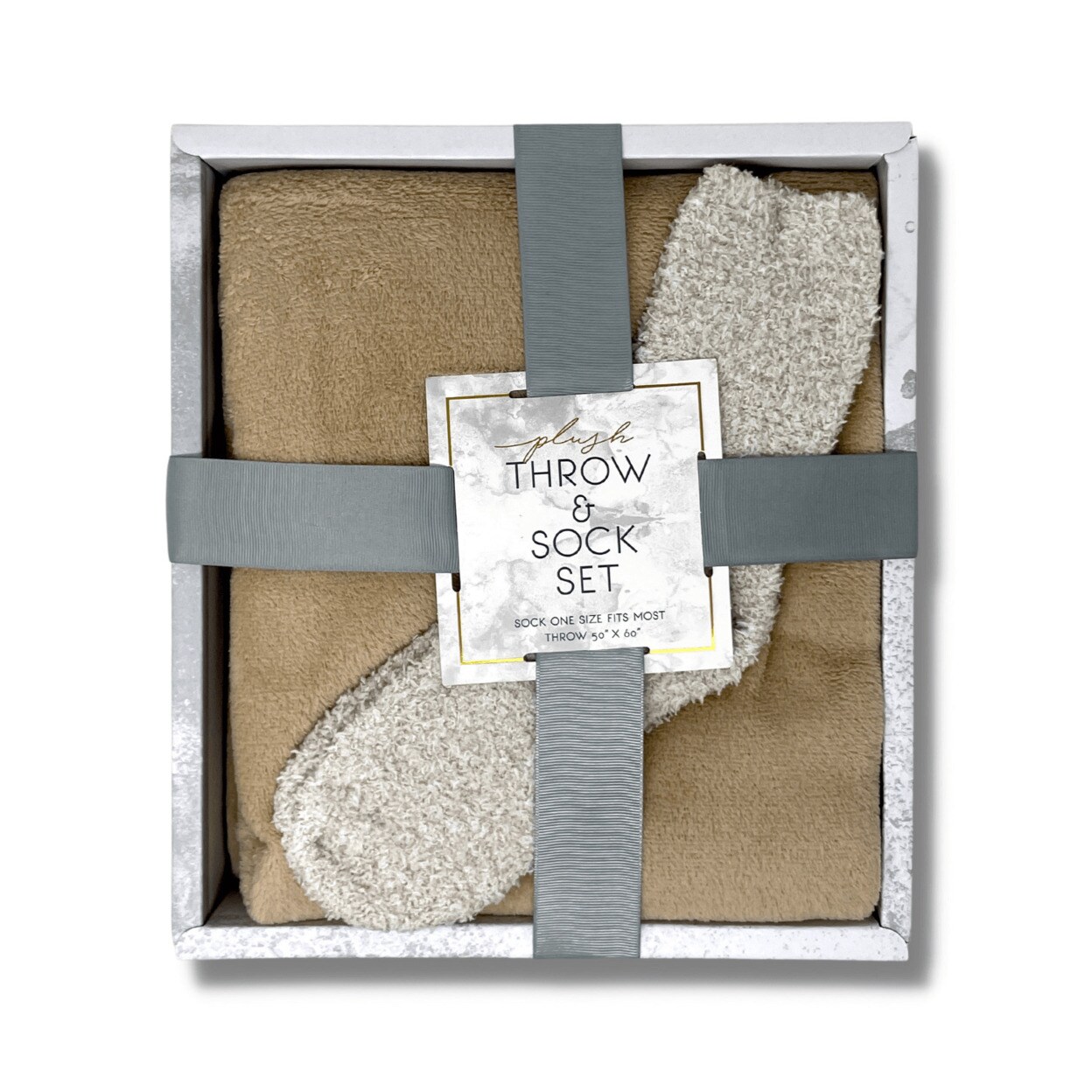 JupiterHome Plush Throw and Socks Gift Box Set