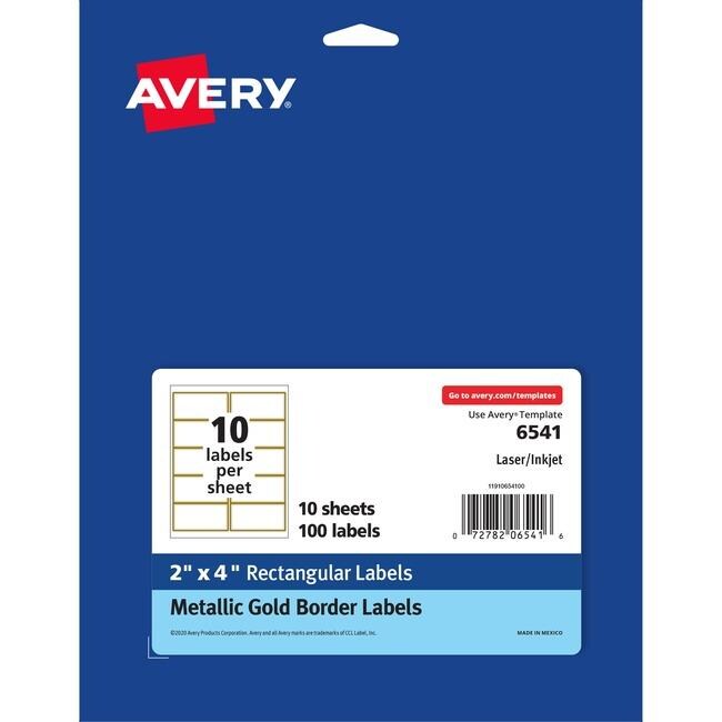 Avery 2 x 4 in. Gold Border Address Label - Case of 100
