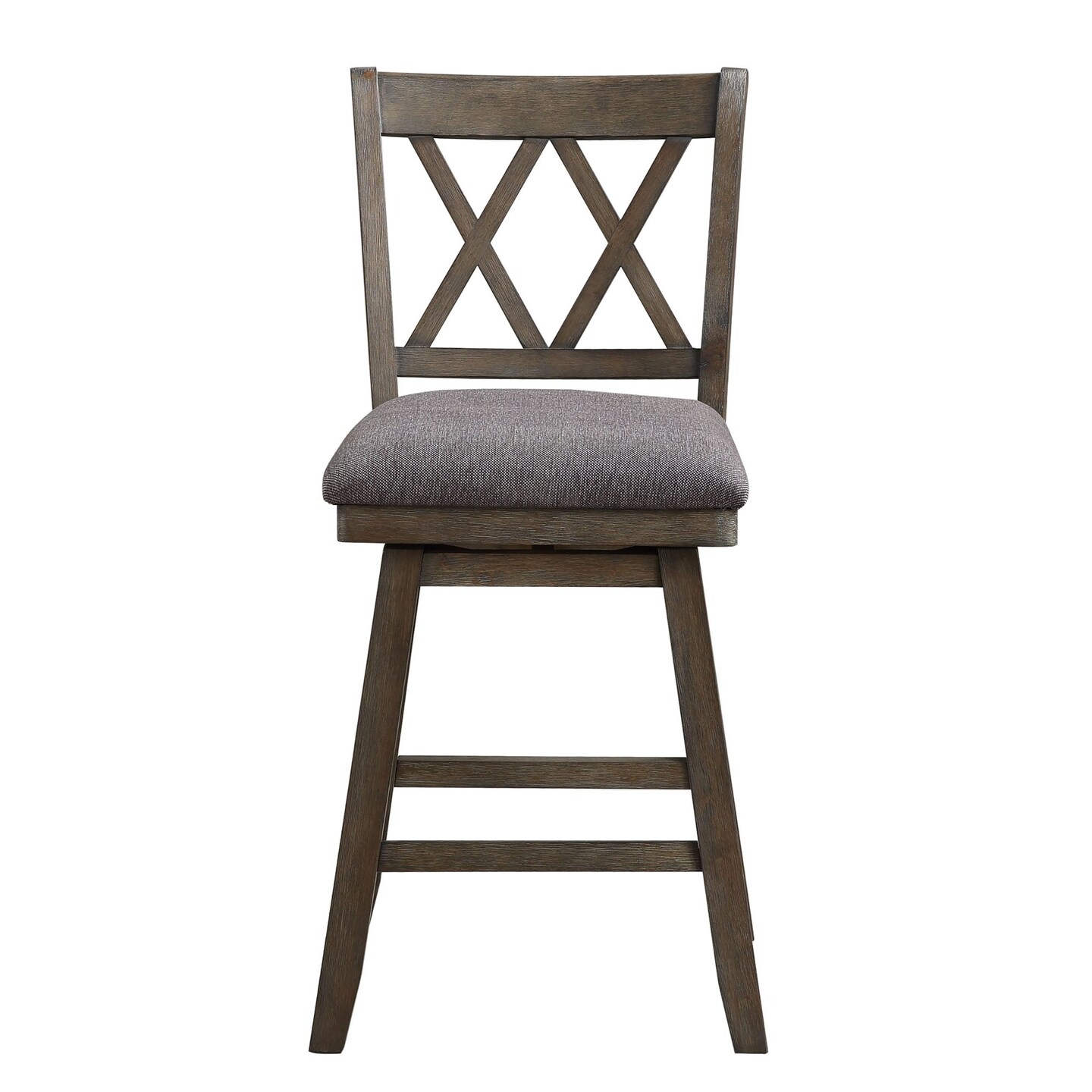 Contemporary Home Living 37.5&#x22; Walnut Brown High Double Cross Bar Stool with Swivel Seat